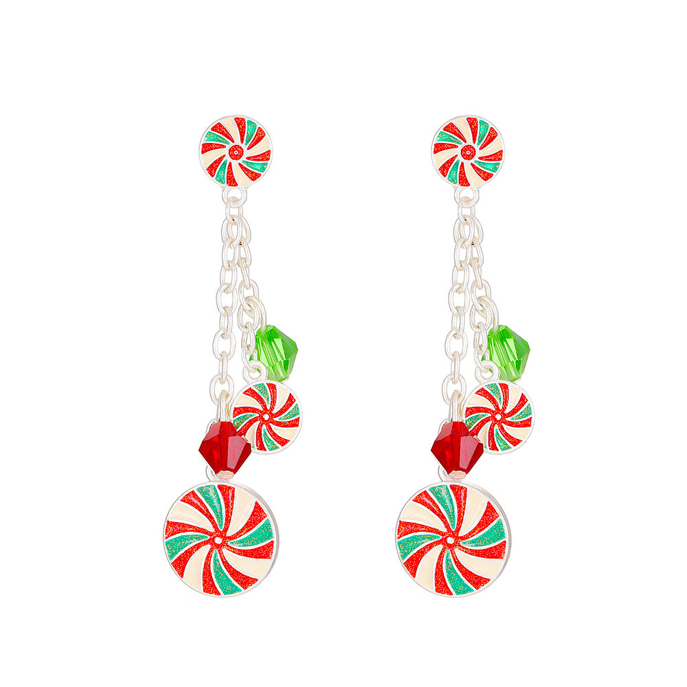 Christmas earrings ins creative cane Christmas gift bell Christmas tree earrings holiday gift