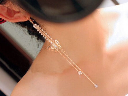 Fashion Square Tassel Earrings Long Diamond Rhinestone Ear Wire Sweet Earrings Jewelry