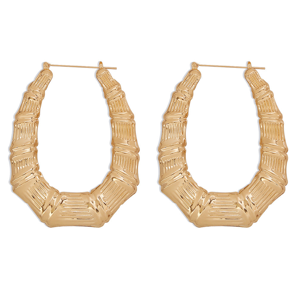 E983 Exaggerated Personality Earrings Retro Micro-inlaid Bamboo Butterfly Earrings Fashion Temperament Earrings Women