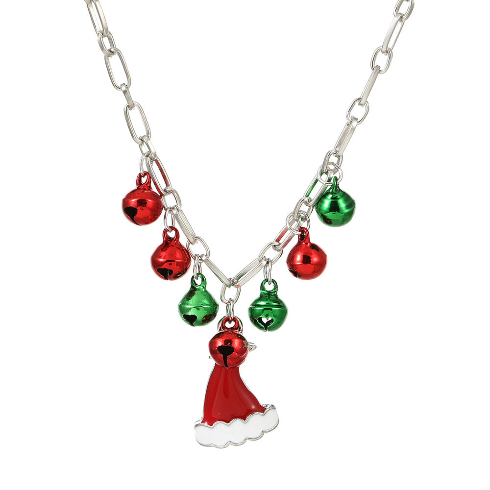 Christmas series necklace cartoon dripping oil snowman bell clavicle chain long sweater chain women