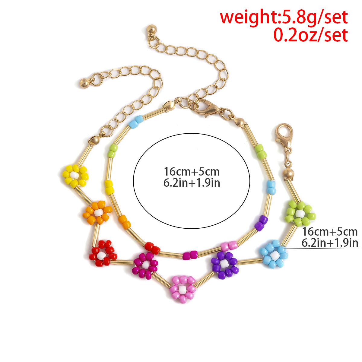 Jewelry Simple Color Clavicle Beaded Necklace Summer Daisy Woven Rice Beads Double Layer Necklace