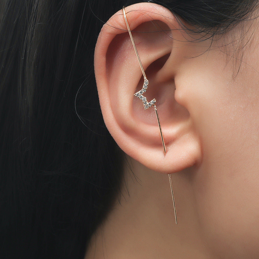 Piercing Ear Needles Temperament Inlaid Zircon Earrings Star Letters Surrounding Auricle Style Slash Earrings