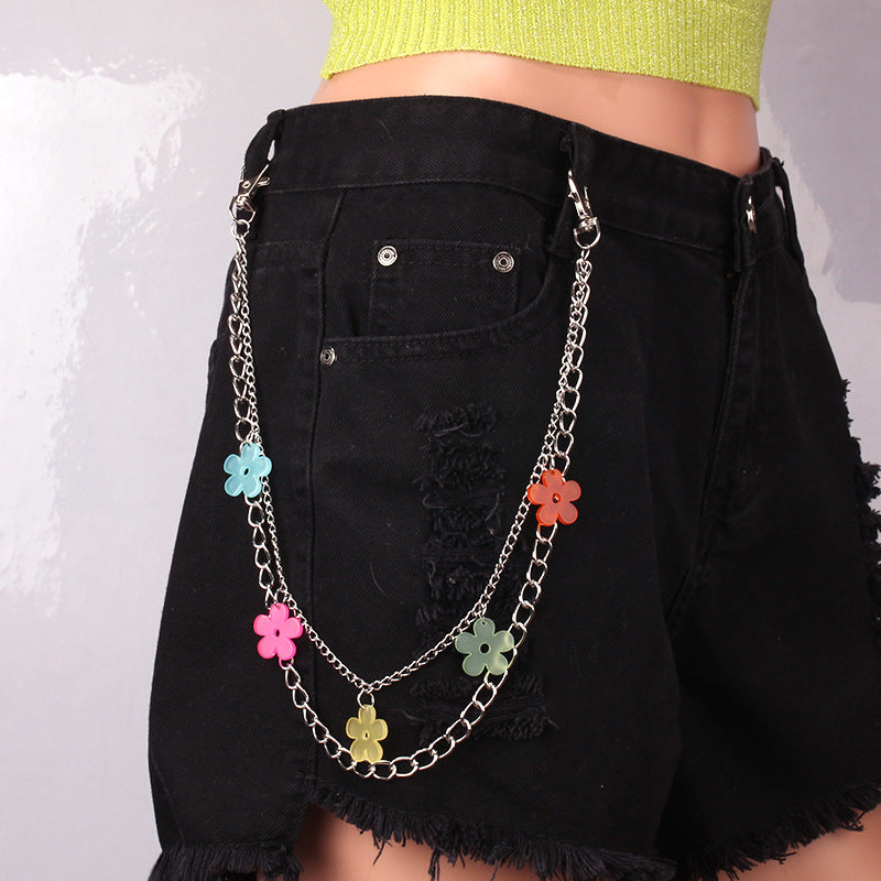 Multicolor Waist Chain Acrylic Jeans Hanging Chain Trendy Wear with Pants Chain