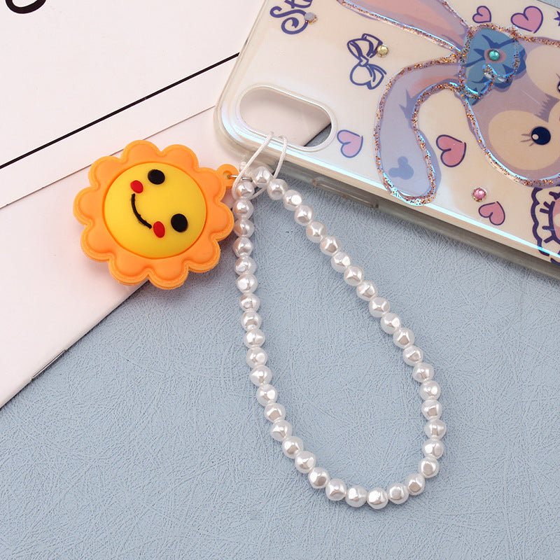 Jewelry ethnic creative monster sun soft pottery accessories pearl chain wristband mobile phone lanyard