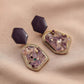 Ins geometric fashion hollow heart gravel earrings retro original stone drop oil earrings stone ear jewelry female