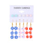 Ins color butterfly heart earring set fashion pearl flower mushroom earring six-piece set trendy