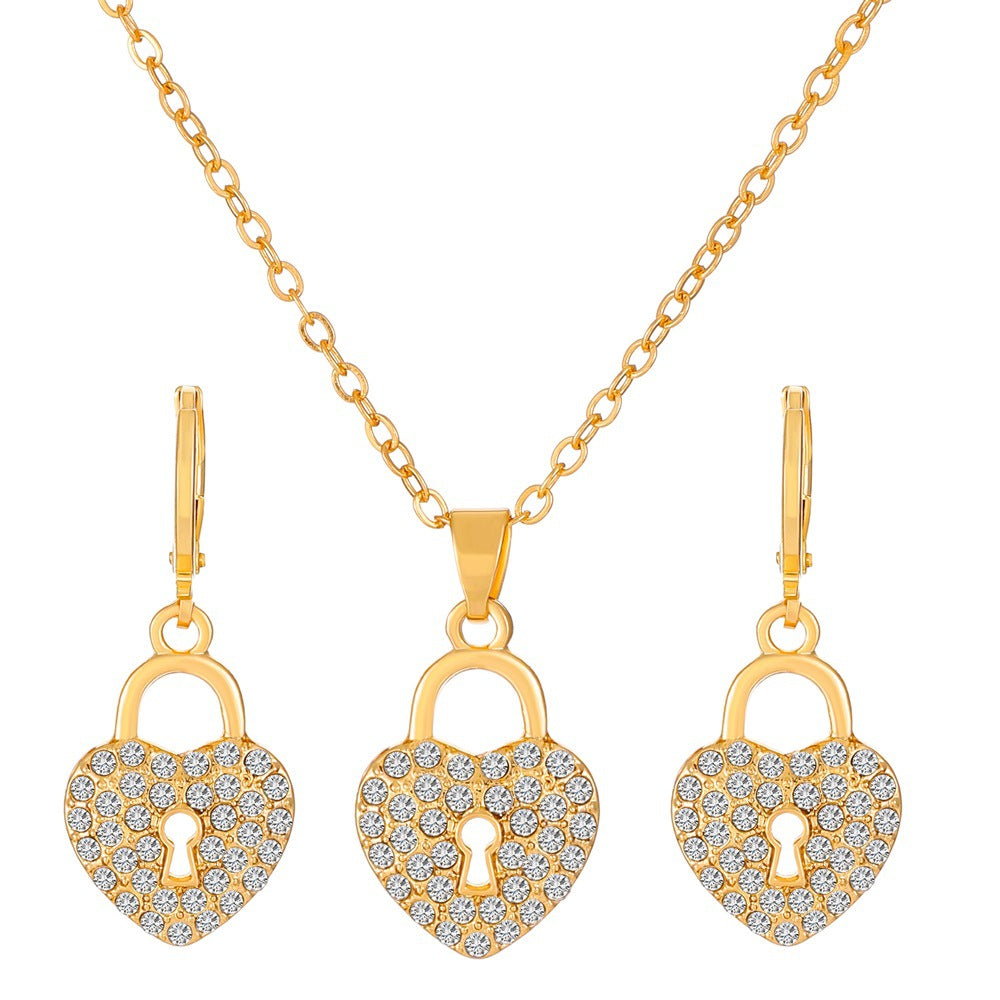 Jewelry set female fashion diamond note crown butterfly necklace earrings set ins tide