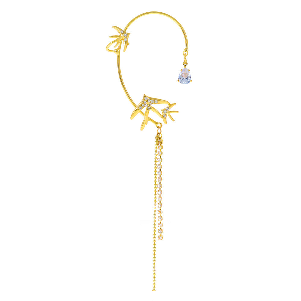 Ins diamond-studded butterfly ear hanger women without ear piercing butterfly ear bone clip fashion niche exaggerated wing ear clip