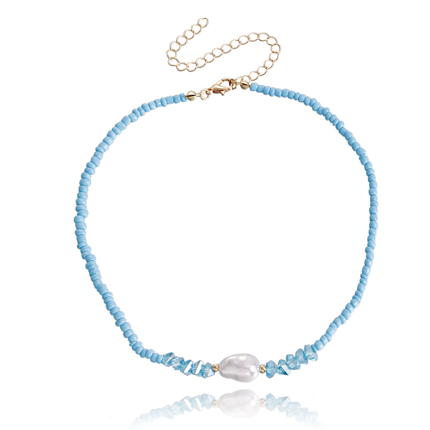 Jewelry Bohemian Small Rice Bead Crystal Imitation Pearl Necklace Necklace Women's Necklace Doesn't Fade