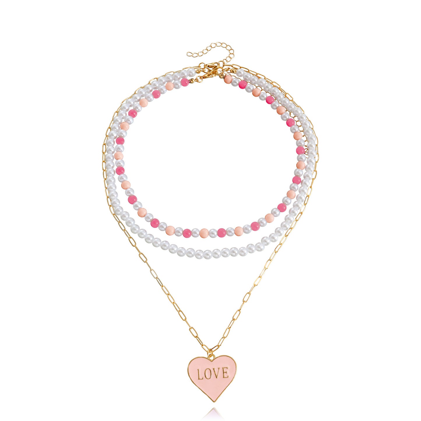 Jewelry Bohemia imitation pearl exaggerated color LOVE love pendant necklace hot girl necklace