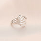 Fashion personality adjustable love stainless steel open ring simple feather leaf heart-shaped ring jewelry