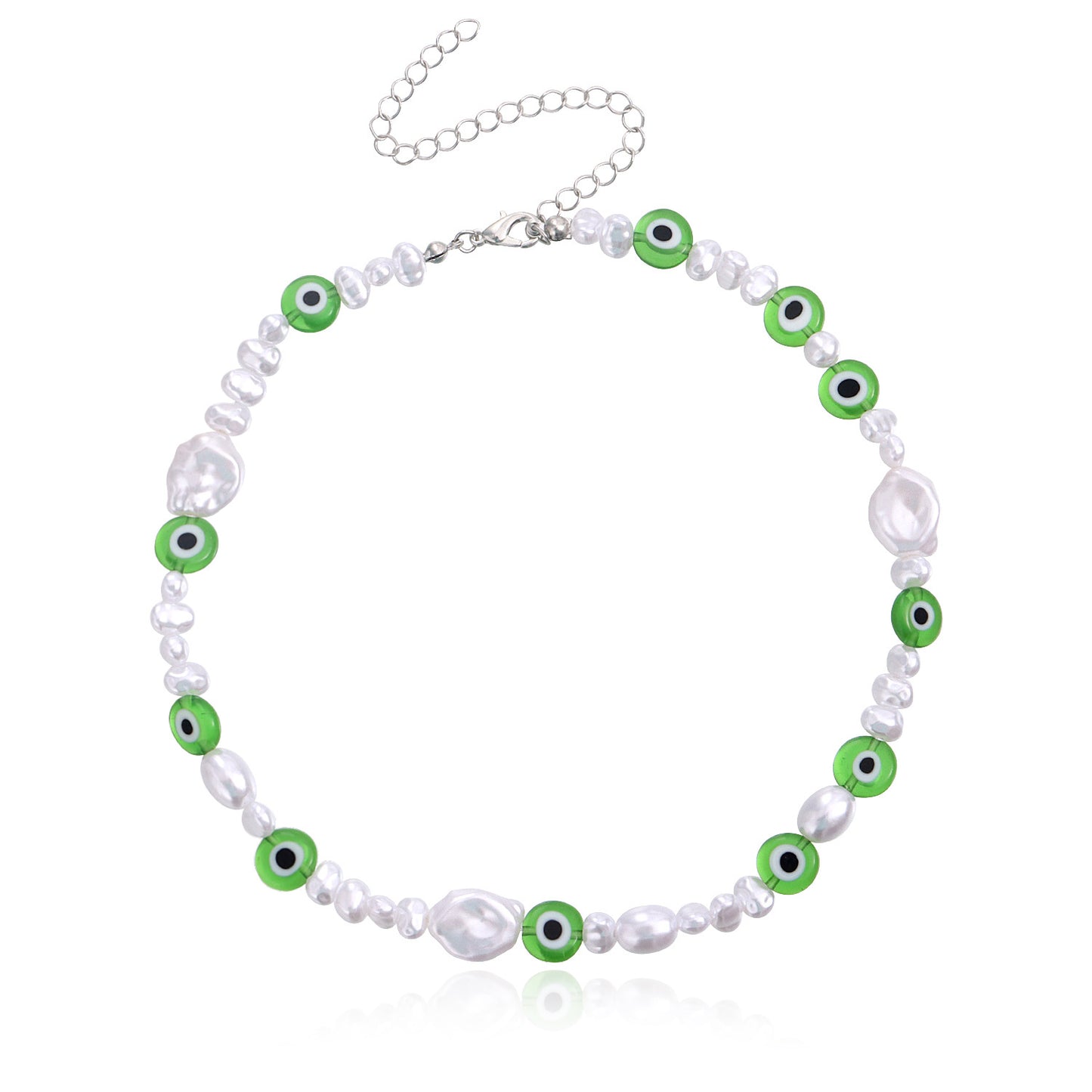 Jewelry simple and irregular pearl eye necklace personality trendy color devil's eye necklace