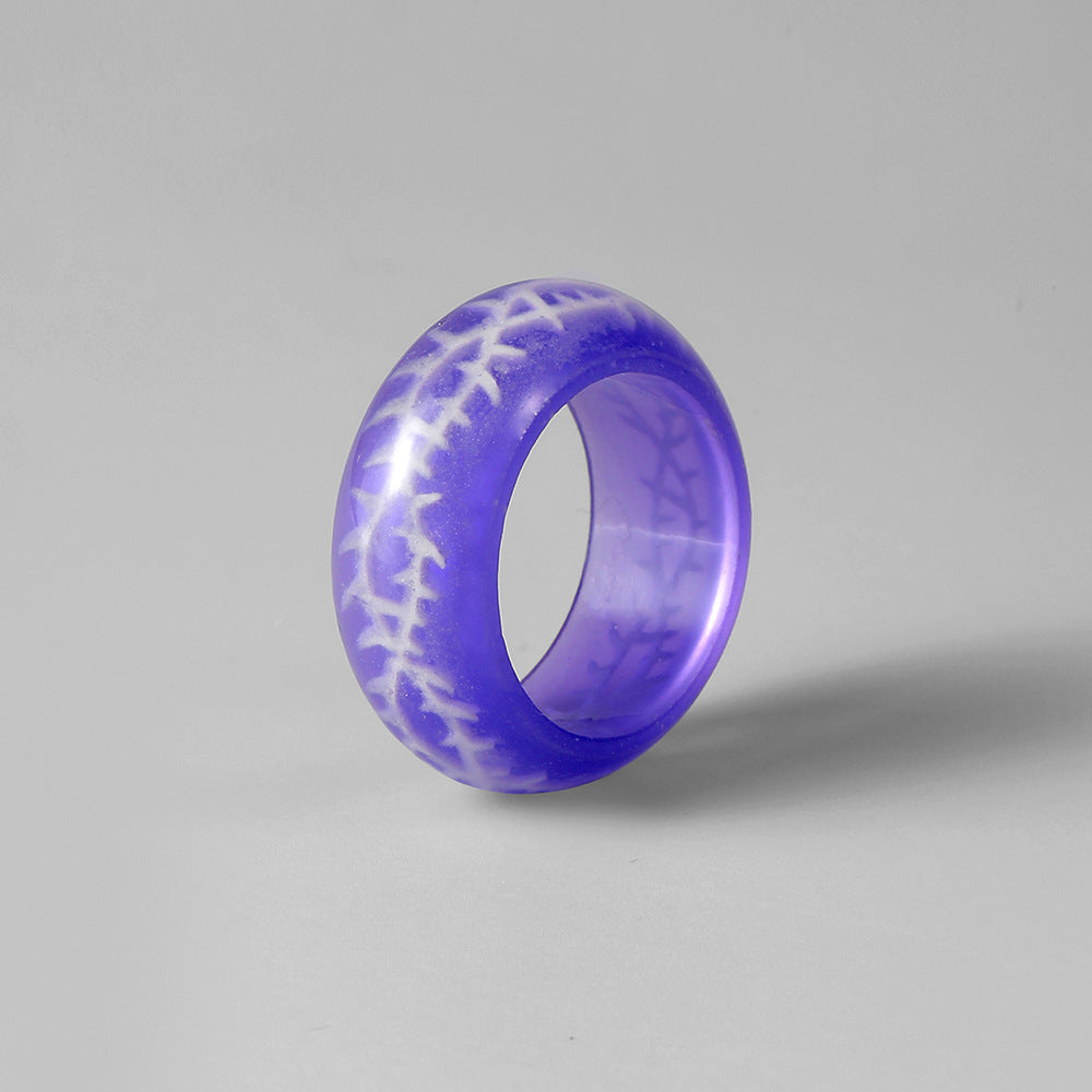 Simple fashion trend thorn pattern Mori resin luminous ring