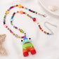 Design sense cartoon monster pink rabbit pendant necklace year ins niche hip-hop color collarbone chain