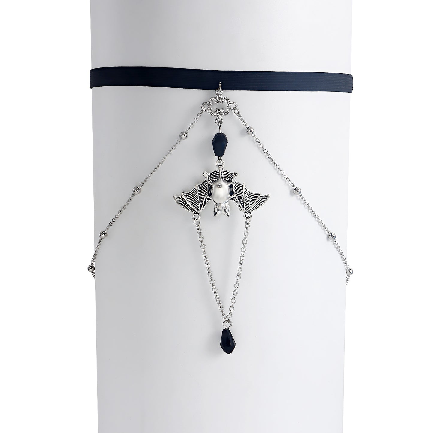 Jewelry ins elastic belt adjustment chain bat pendant black crystal leg chain female hot girl thigh chain
