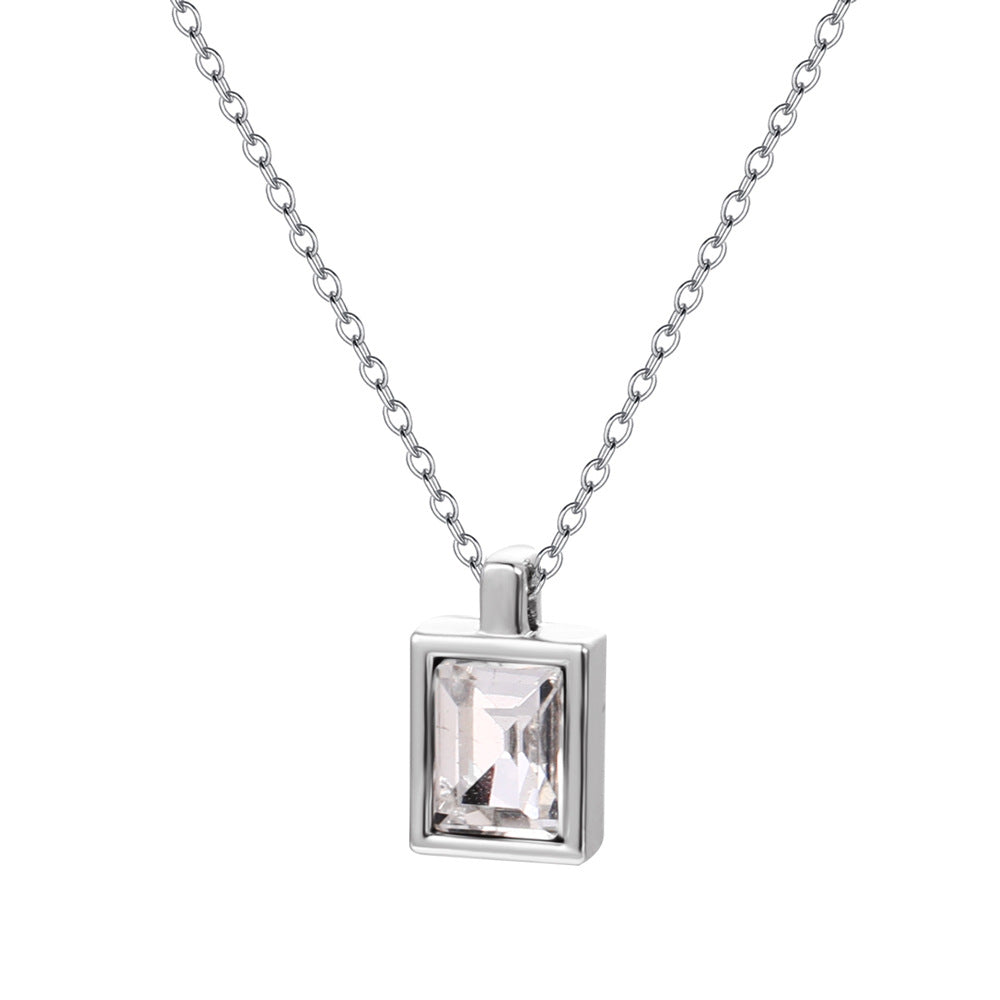 Simple and cold zircon pendant necklace fashion five-pointed star key cat clavicle chain niche design