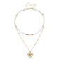 Jewelry fashion double-layer beaded imitation pearl necklace female hollow heart devil's eye pendant necklace