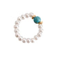 Jewelry bohemia colorful natural stone imitation pearl ring does not fade niche design advanced