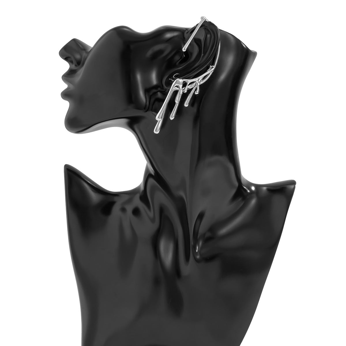 Jewelry Personality Micro-inlaid Rhinestone Single Earring Creative Fishtail Three-dimensional Outline Elf Stud Earrings Female