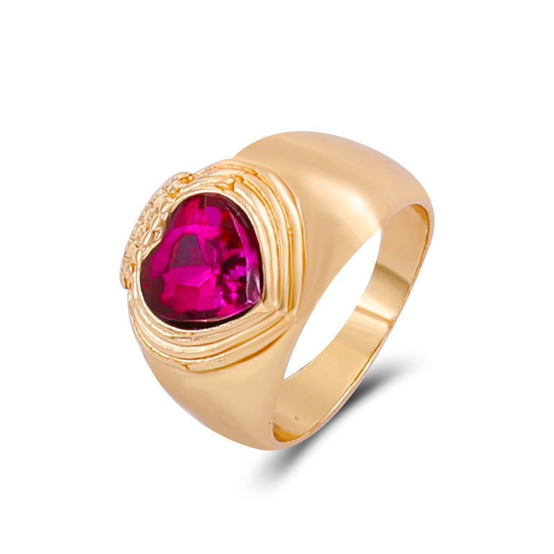 Ins fashion simple love flower ring personality cute metal geometric fun index finger ring