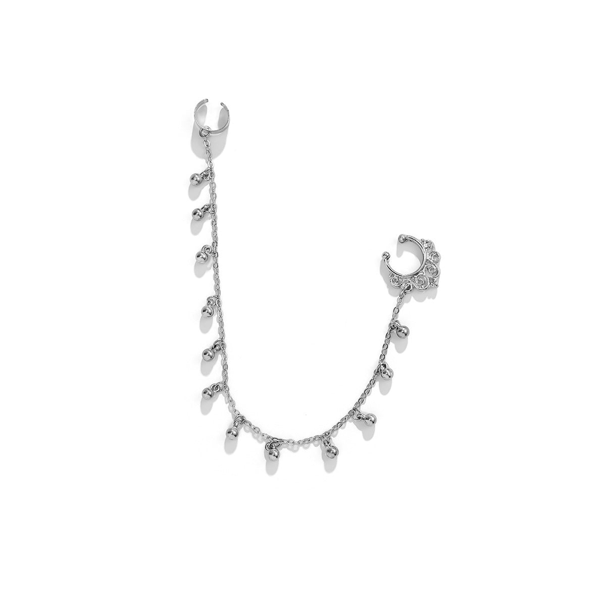 Jewelry Sweet Cool Punk Piercing Jewelry Imitation Pearl Butterfly Tassel Chain Ear Stud Nose Clip Female