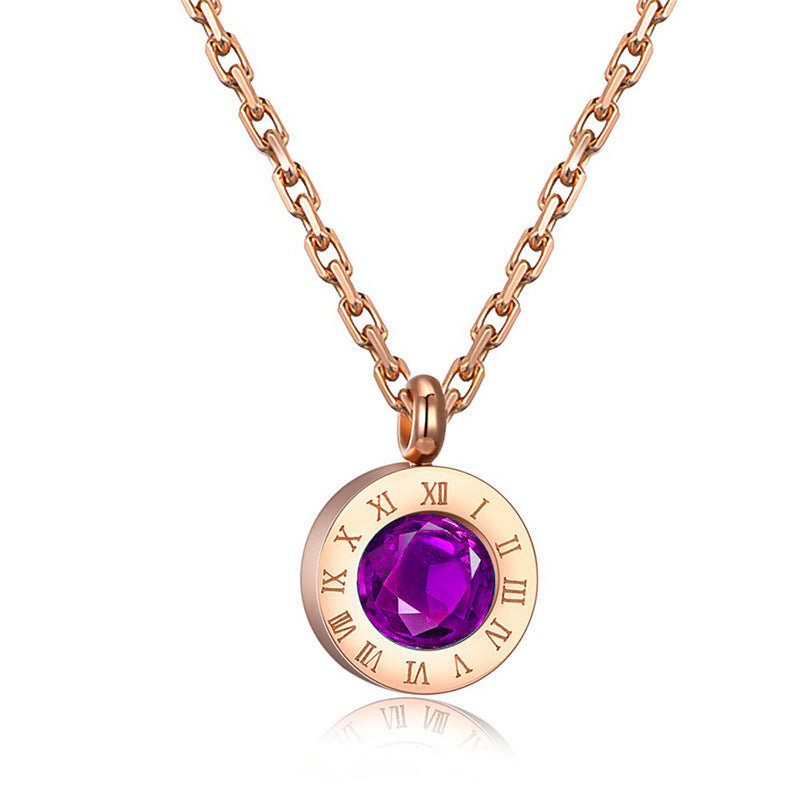 ins Roman numeral color diamond necklace fashion personality temperament net red clavicle chain simple jewelry female