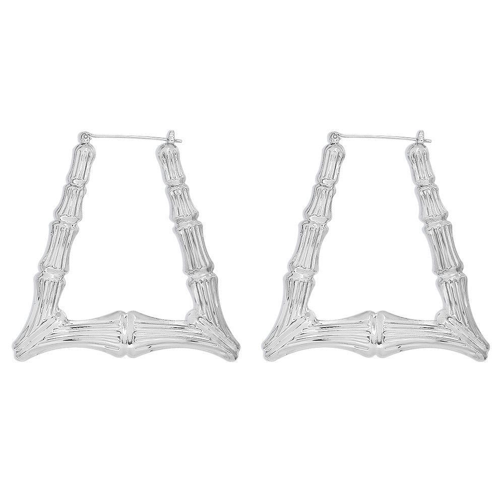 E983 Exaggerated Personality Earrings Retro Micro-inlaid Bamboo Butterfly Earrings Fashion Temperament Earrings Women