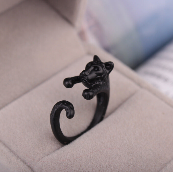 Cute Animal Open Ring Fashion Personality Exaggerated Puppy Cat Elephant Ring Creative Hand Jewelry