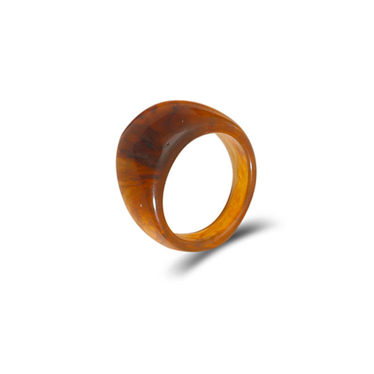 Creative color transparent acrylic ring ins personality simple round resin ring men and women the same style