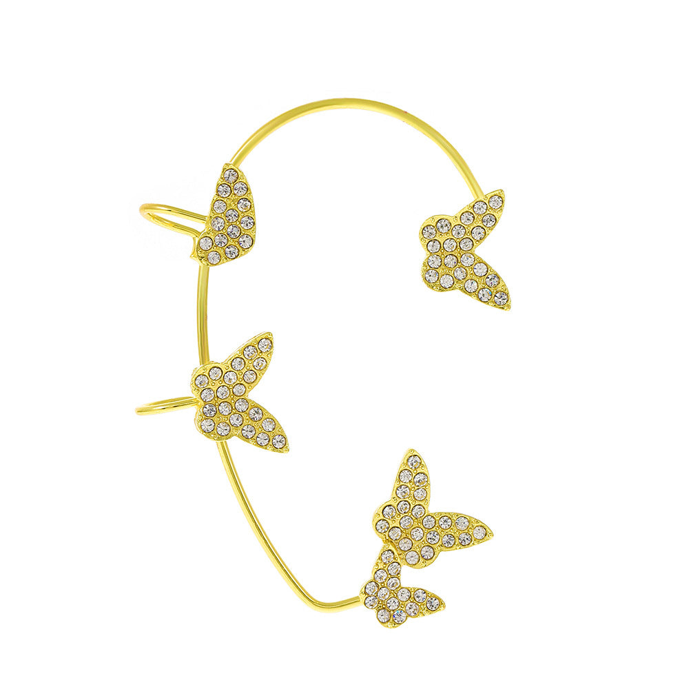 Ins diamond-studded butterfly ear hanger women without ear piercing butterfly ear bone clip fashion niche exaggerated wing ear clip