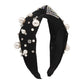 F396 Retro Temperament Hair Accessories Fashion Cross Knotted Imitation Pearl Headband Diamond Anti-slip Headband