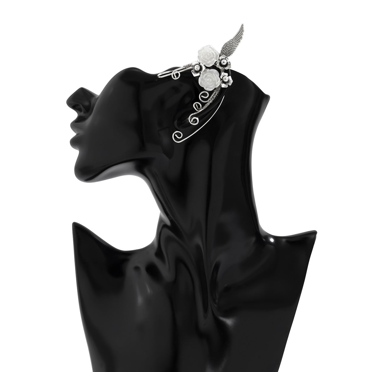 Retro temperament no ear piercing flower tassel ear bone clip female small crowd simple and irregular leaves branches and tendrils ear hanging