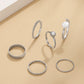 Retro Pearl Geometric Ring Combination Set Fashion Simple Personality Plain Circle Metal Tail Ring Six-piece Set
