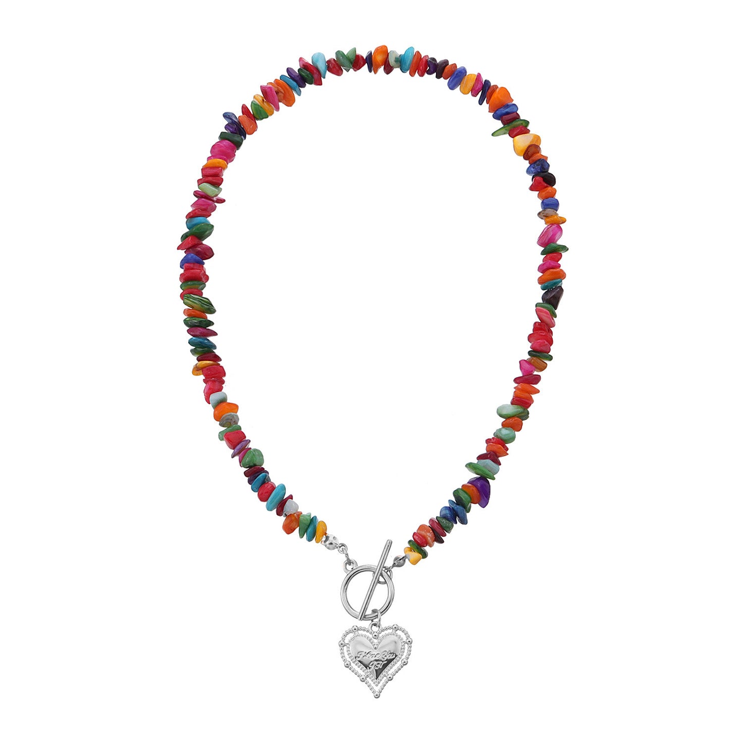 Jewelry Three-dimensional Hollow Heart Pendant Necklace Femininity Fashion Color Stone OT Chain Necklace