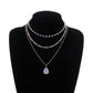 Jewelry multi-element protein bead crystal pendant necklace fashion three-to-one chain water drop necklace