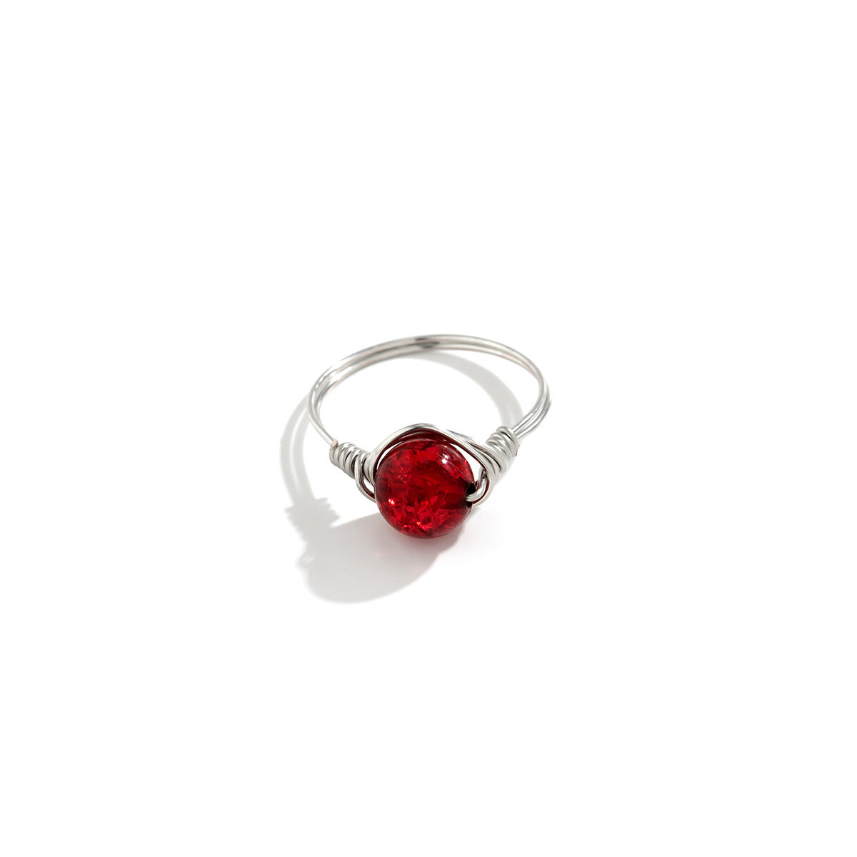Jewelry Versatile Winding Metal Ring Hand Decoration Personality Simple Color Crack Bead Ring Female