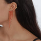 E1274 Temperament Simple Pop Earrings Net Red Tassel Rhinestone Ear Needles Geometric Banquet Exaggerated Earrings