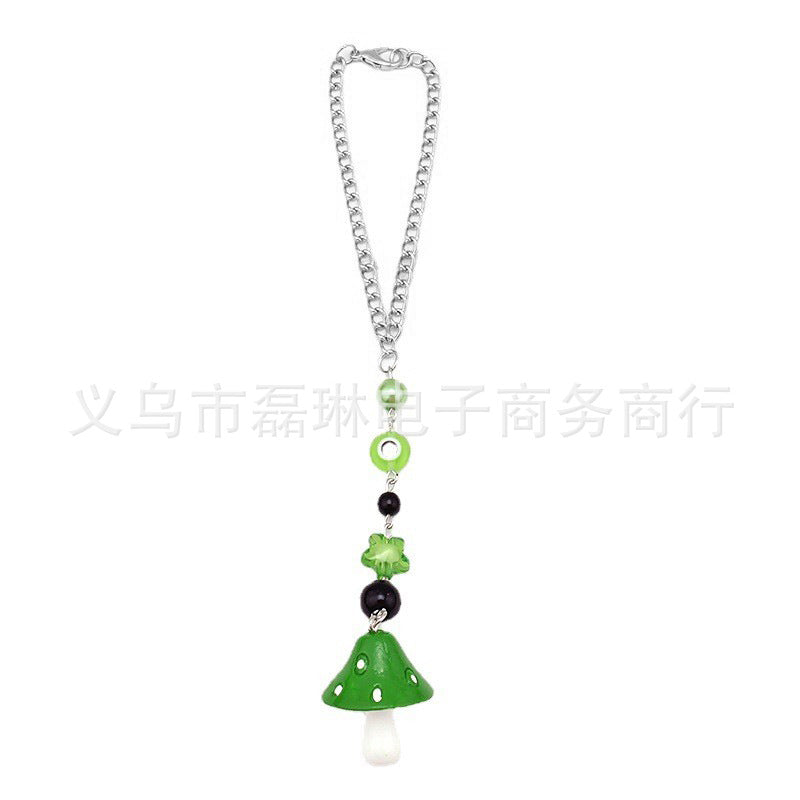 Fashion cartoon resin color small mushroom creative key chain men and women car bag key chain pendant