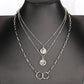 Decorated with multi-layered ring pendant necklace female ins cold beauty head pendant clavicle chain