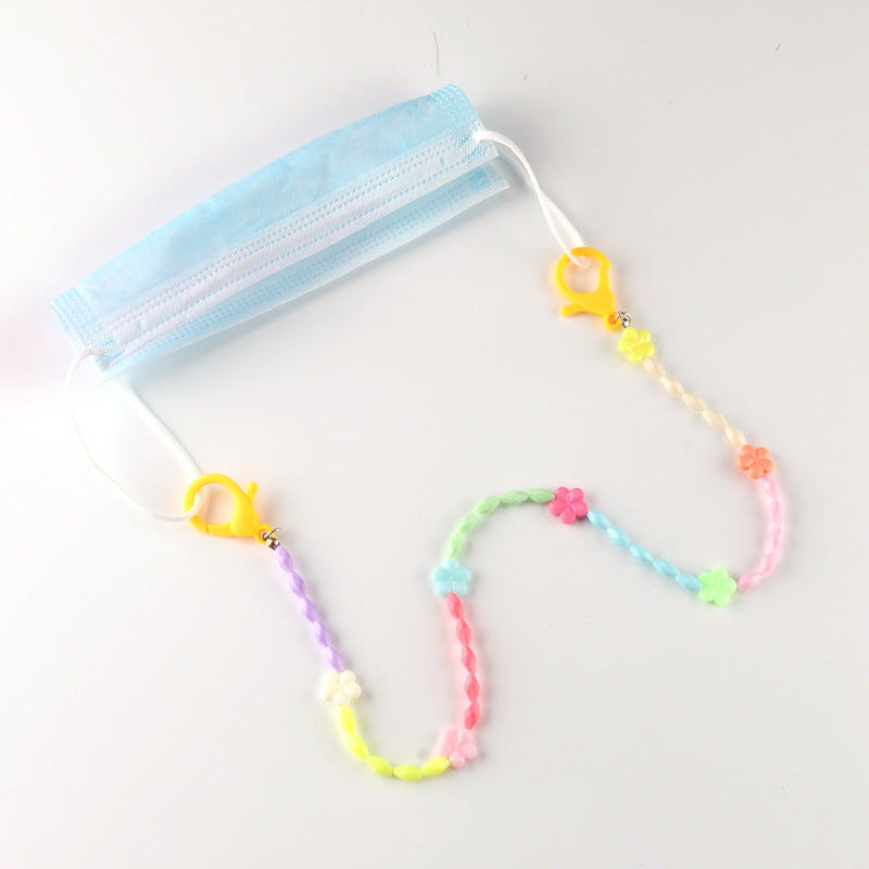Ins jewelry explosive flower acrylic smiling face children anti-lost multi-purpose mask chain glasses chain