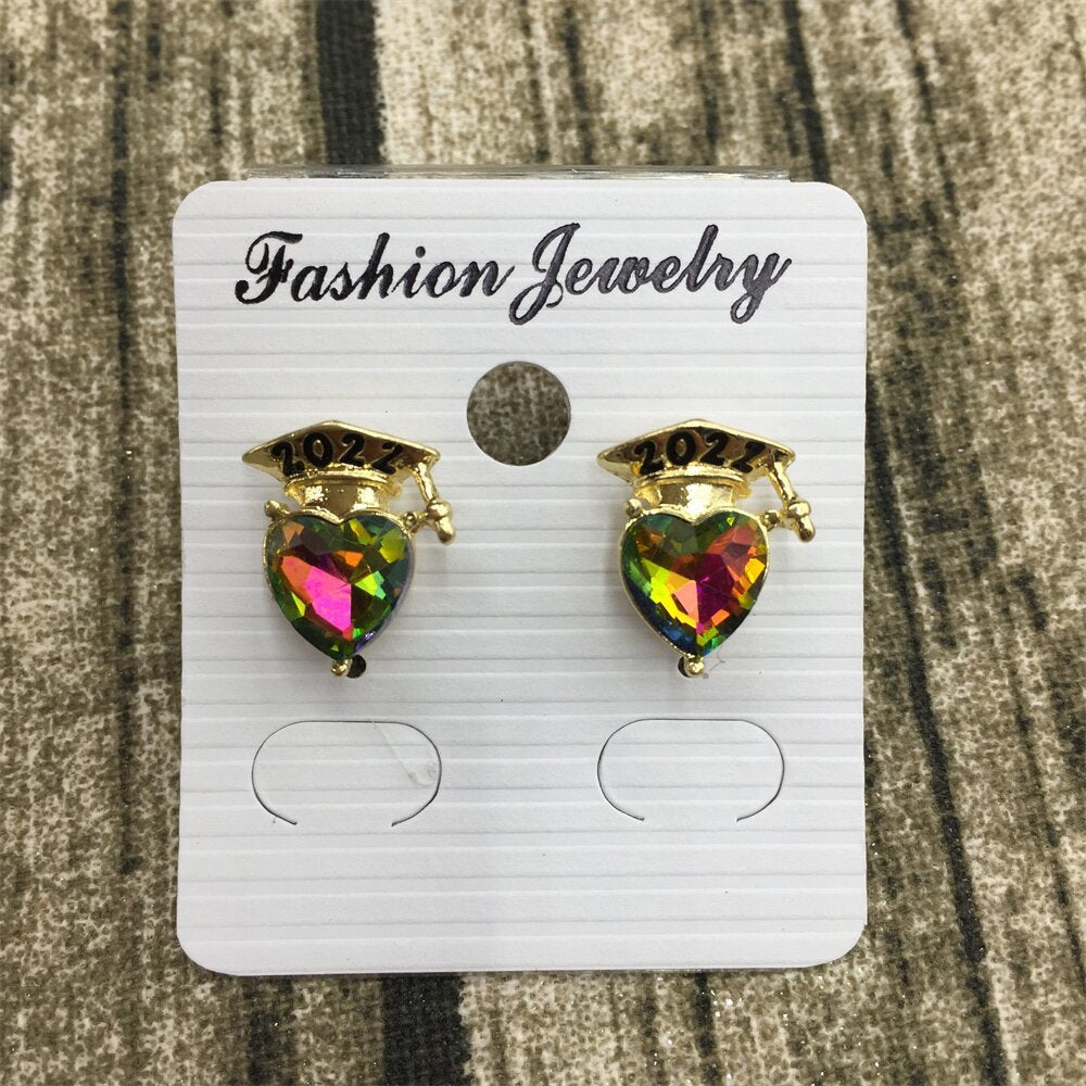 Doctor's hat love crystal earrings graduation season commemorative ear ornaments fresh and lovely multi-color optional