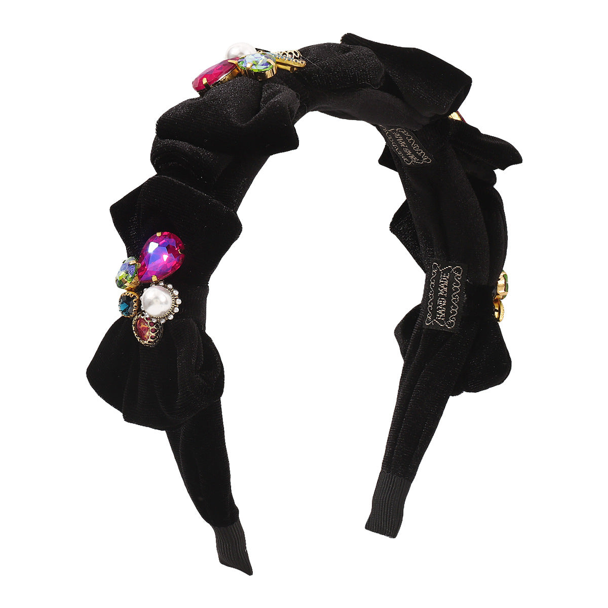 F4897 personalized bowknot pearl headband velvet light luxury rhinestone temperament sweet retro elegant headband