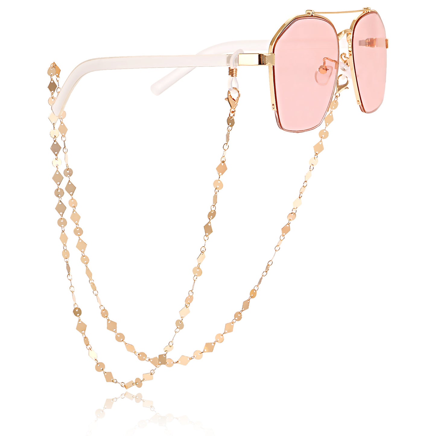 Mask hanging chain Glasses chain Pearl heart disc mask chain Peach heart metal glasses chain