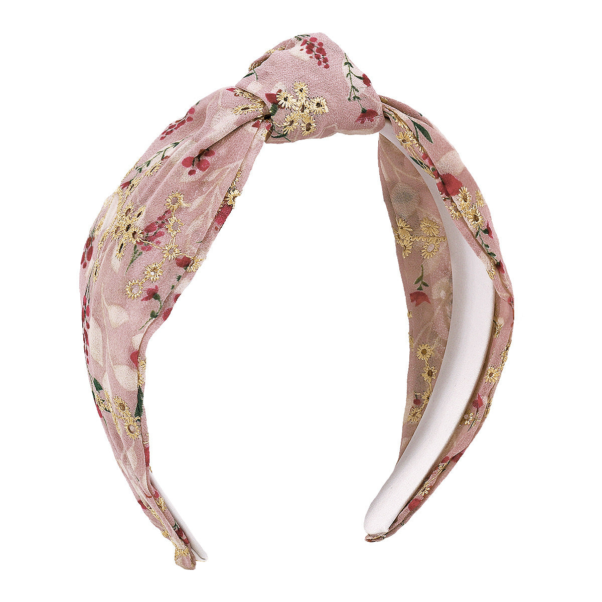 F4489 spring and summer small fresh floral embroidery headband women's chiffon yarn knotted gentle simple retro sweet headband