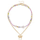 Jewelry Retro Metal Three-dimensional Butterfly Beads Necklace Women's Versatile Beaded Woven Pearl Necklace