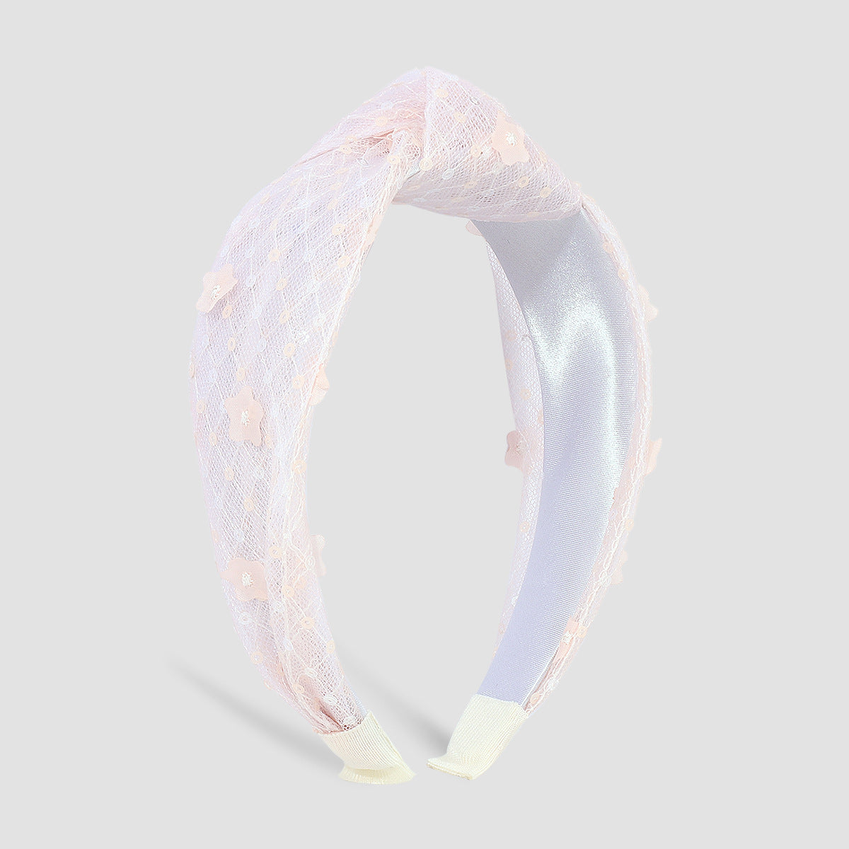 F418 Internet celebrity fashion hair hoop women's net gauze sequins knotted head hoop Mori girl age-reducing flower hair accessories