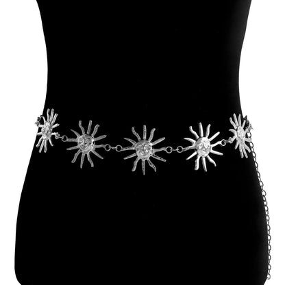 Jewelry personalized metal chain sun smiley face decoration waist chain female ins dress coat belt