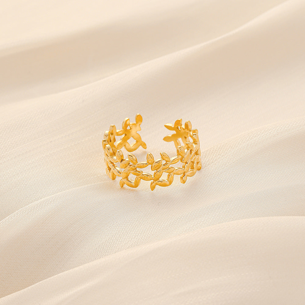 Fashion Simple Versatile Stainless Steel Ring Irregular Open Ring Ladies Ring Jewelry