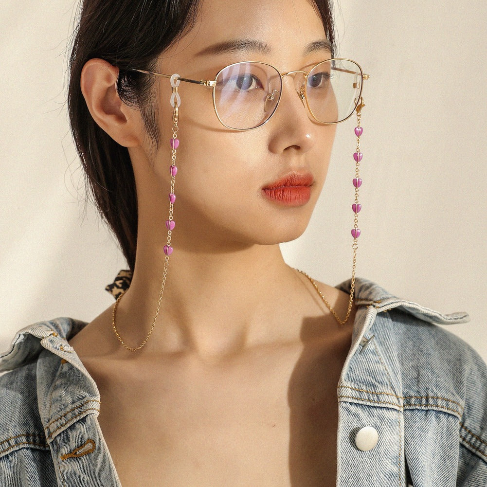 Dongdaemun Color Crystal Beaded Mask Chain Temperament Retro Lanyard Glasses Chain Fashion Jewelry
