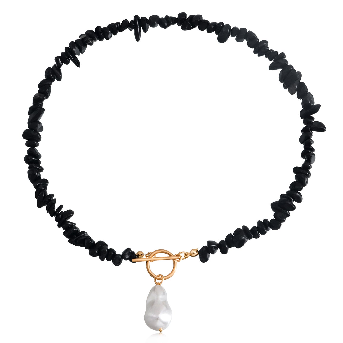 Jewelry Large Shaped Pearl OT Buckle Necklace Femininity Simple Fashion Green Turquoise Necklace